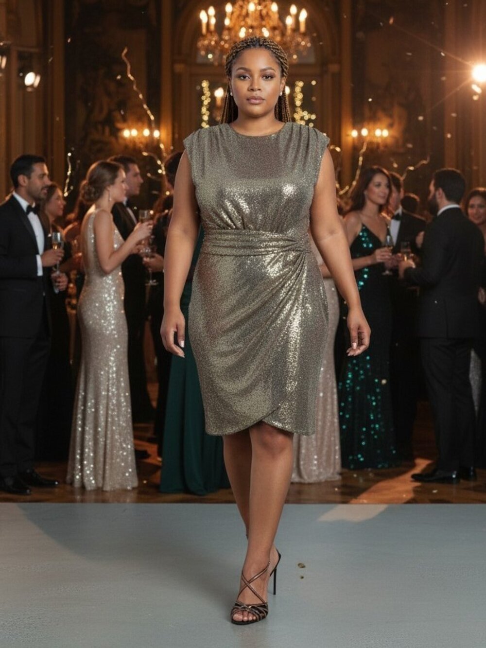 Alex Marie Metallic Gold Sequin Dress – Size 24W (NWT)